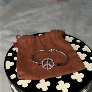 Silver Peace Sign Bracelet